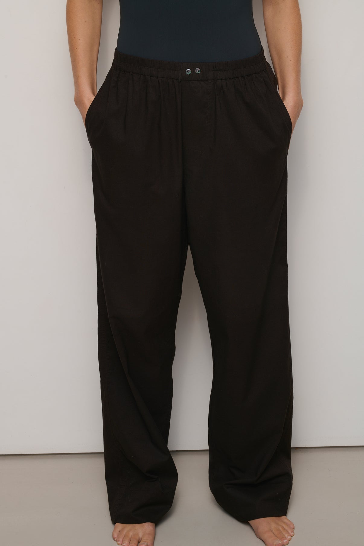 Pantalon Pantaloni - Chocolat - Coton - Femme vue 4