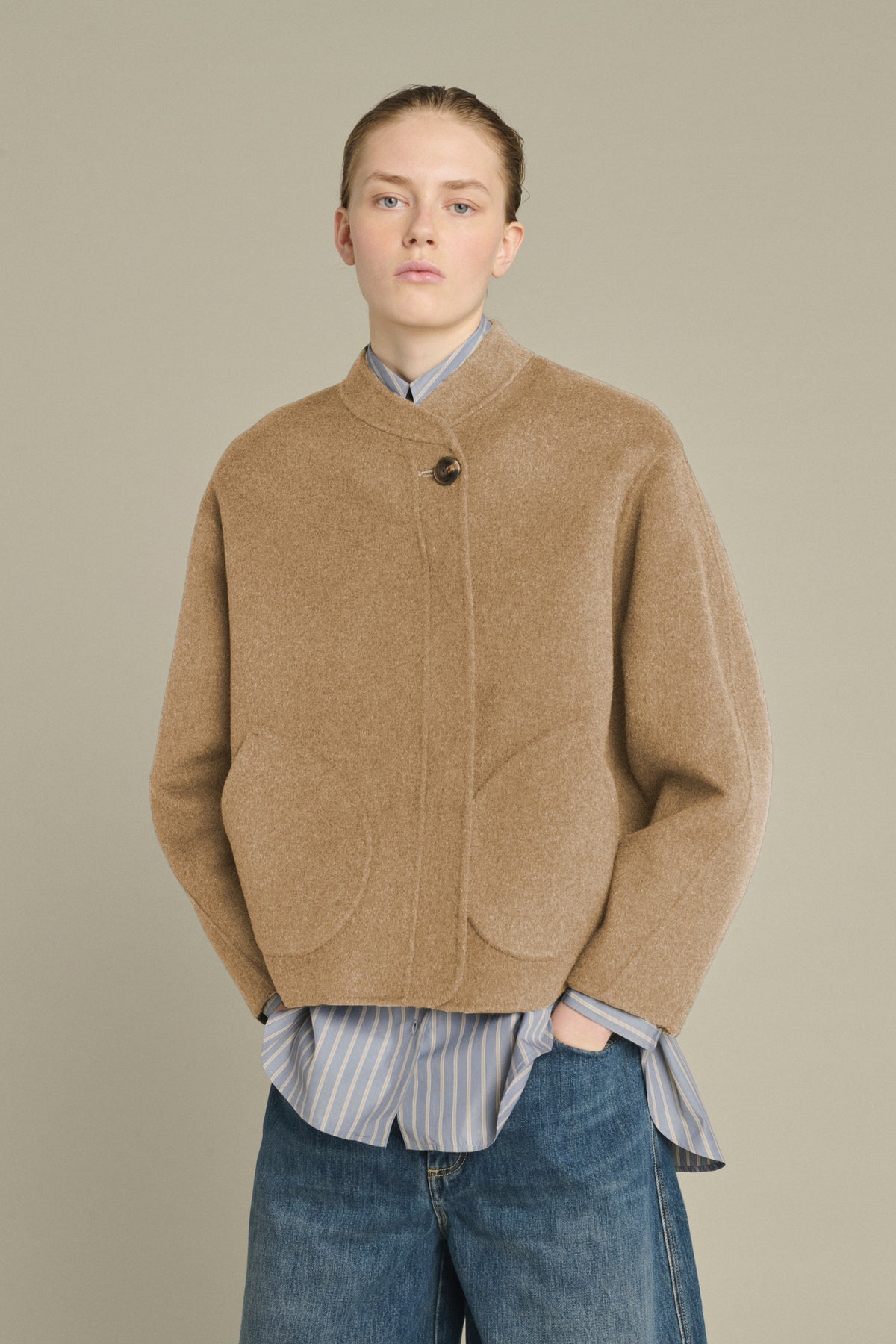 ABRIGO WINDSOR CAMELLO JASPEADO vue 1