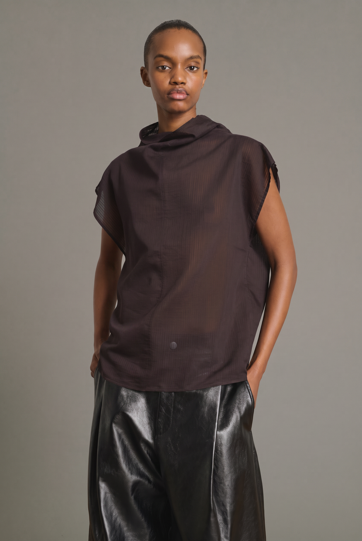 Blusa Izumi - Higo/Marrón Algodón orgánico Sin Mangas - Soeur vue 1